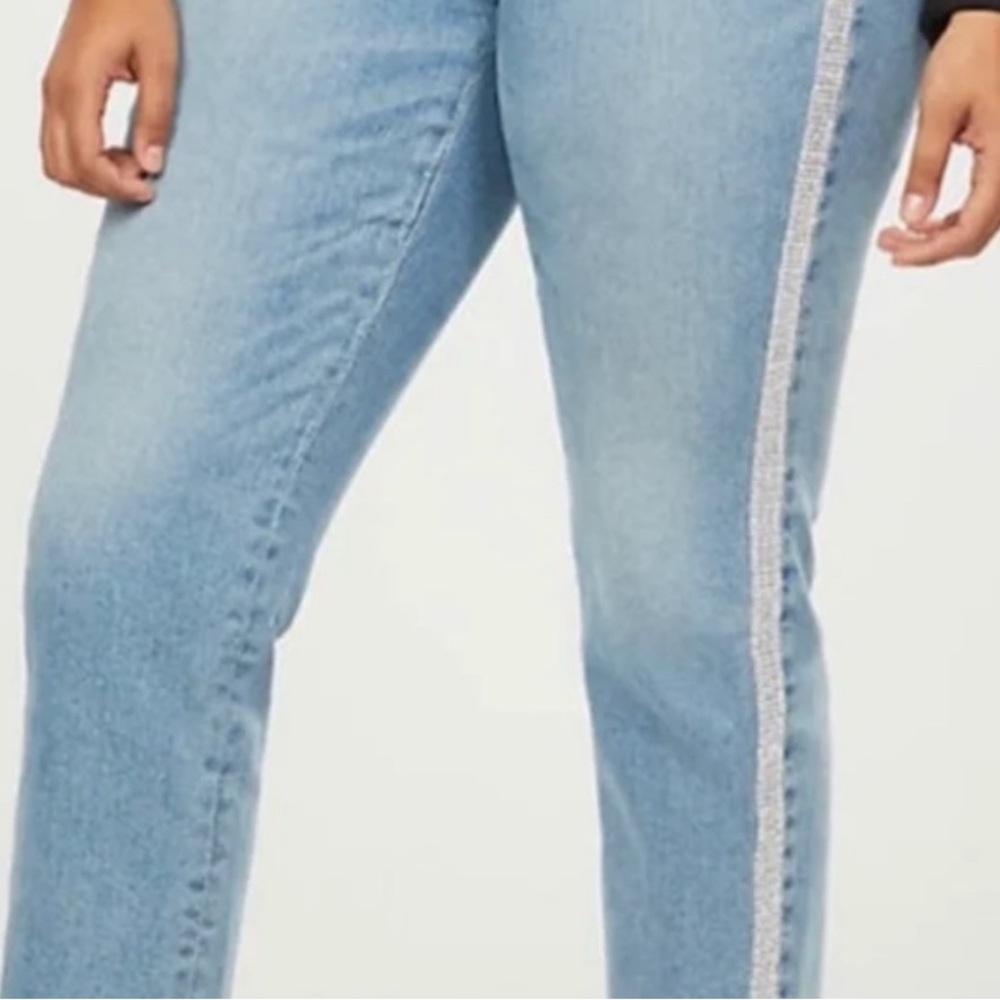 Lane Bryant Light Blue Straight Leg Jeans with Side Stripe